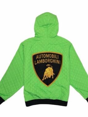 Supreme Lamborghini Neon Green Quilted Hooded Jacket
